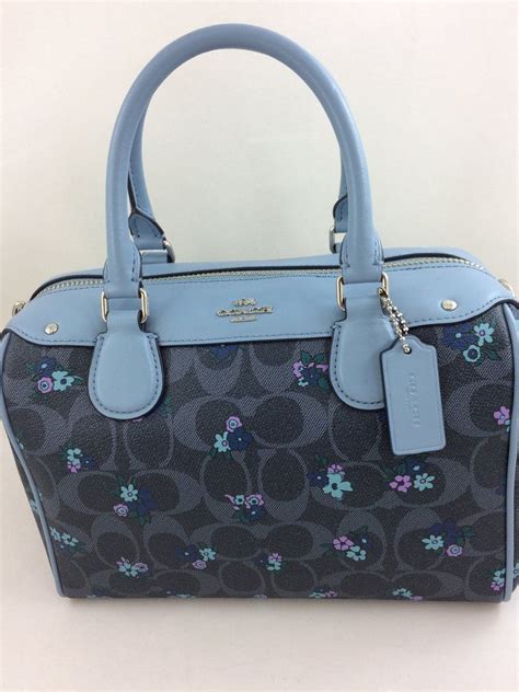 blue coach purse with flowers|vintage blue coach purse.